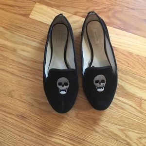 Velvet Skull Smoking Slippers