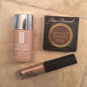 NARS concealer, Clinique even better, & Too Faced!