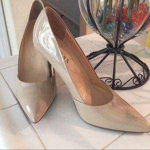 Guess nude patent pumps