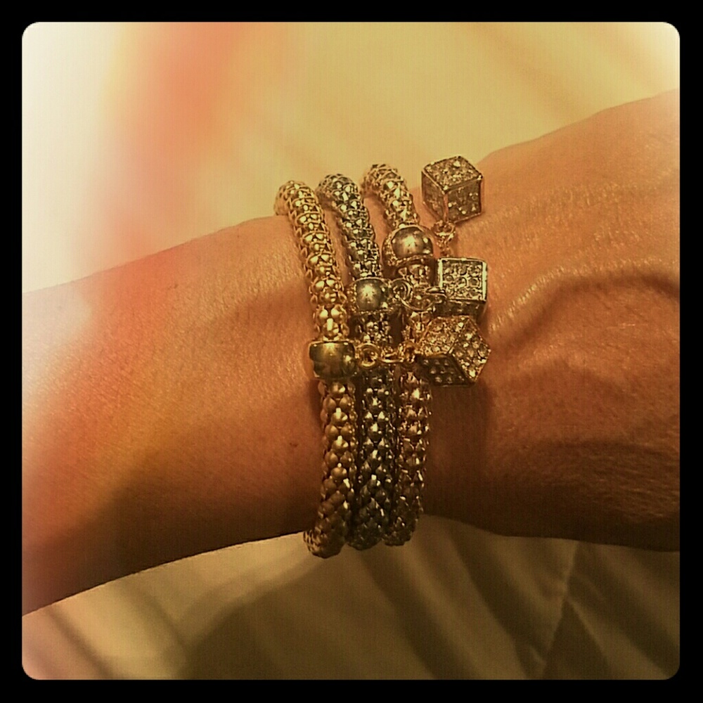 New 3Bangle bracelets *(set)metal mesh link