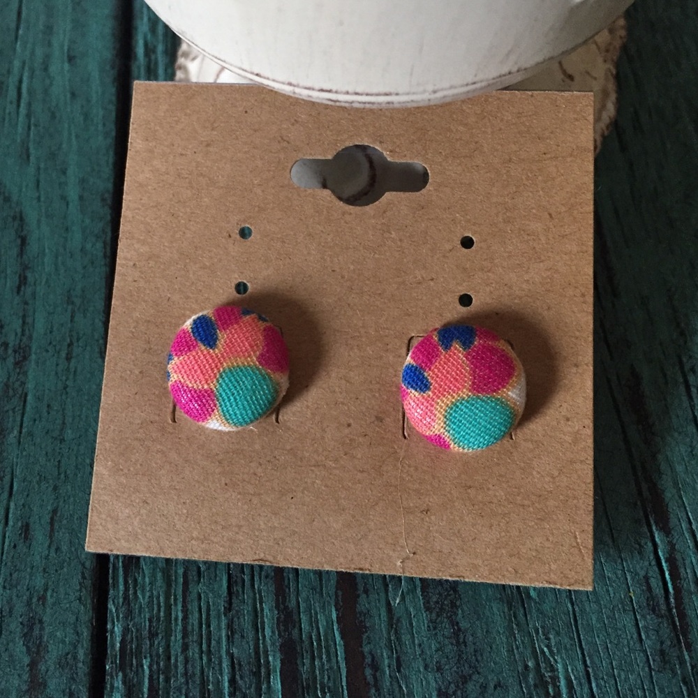 Multi Colored Fabric Wrapped Earrings