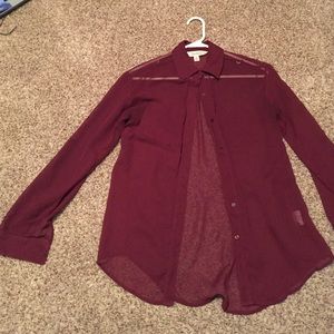 Sheer button down long sleeve blouse