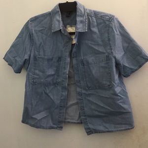 Short sleeve Jean bitten up shirt