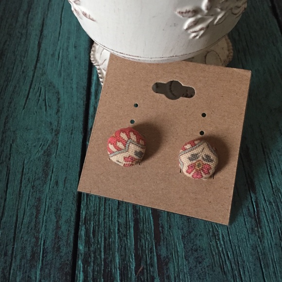 Multi Colored Fabric Wrapped Earrings - Picture 1 of 2