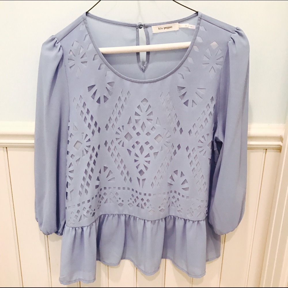 Periwinkle blouse with peplum