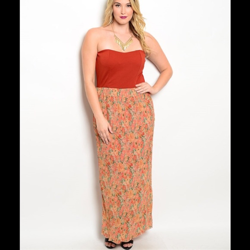 Plus Size 1X, 2X, 3X Cute, Orange & Flowered Dress