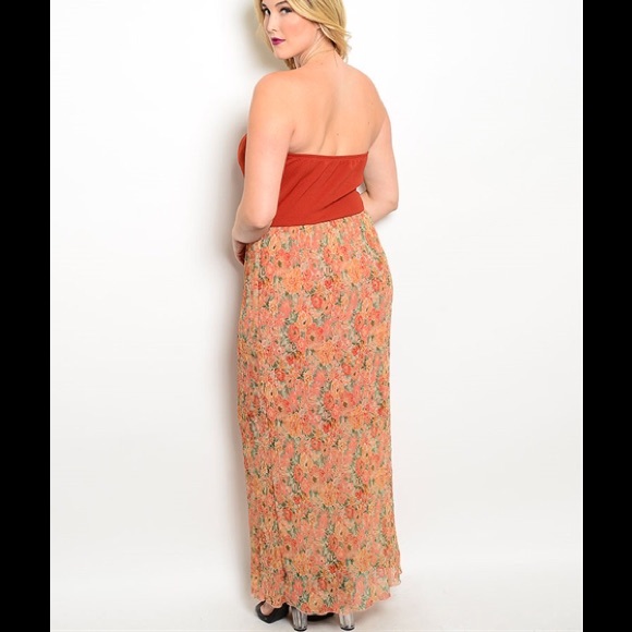 Plus Size 1X, 2X, 3X Cute, Orange & Flowered Dress - Picture 2 of 2