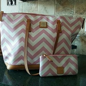 Dooney and Bourke pink chevron tote
