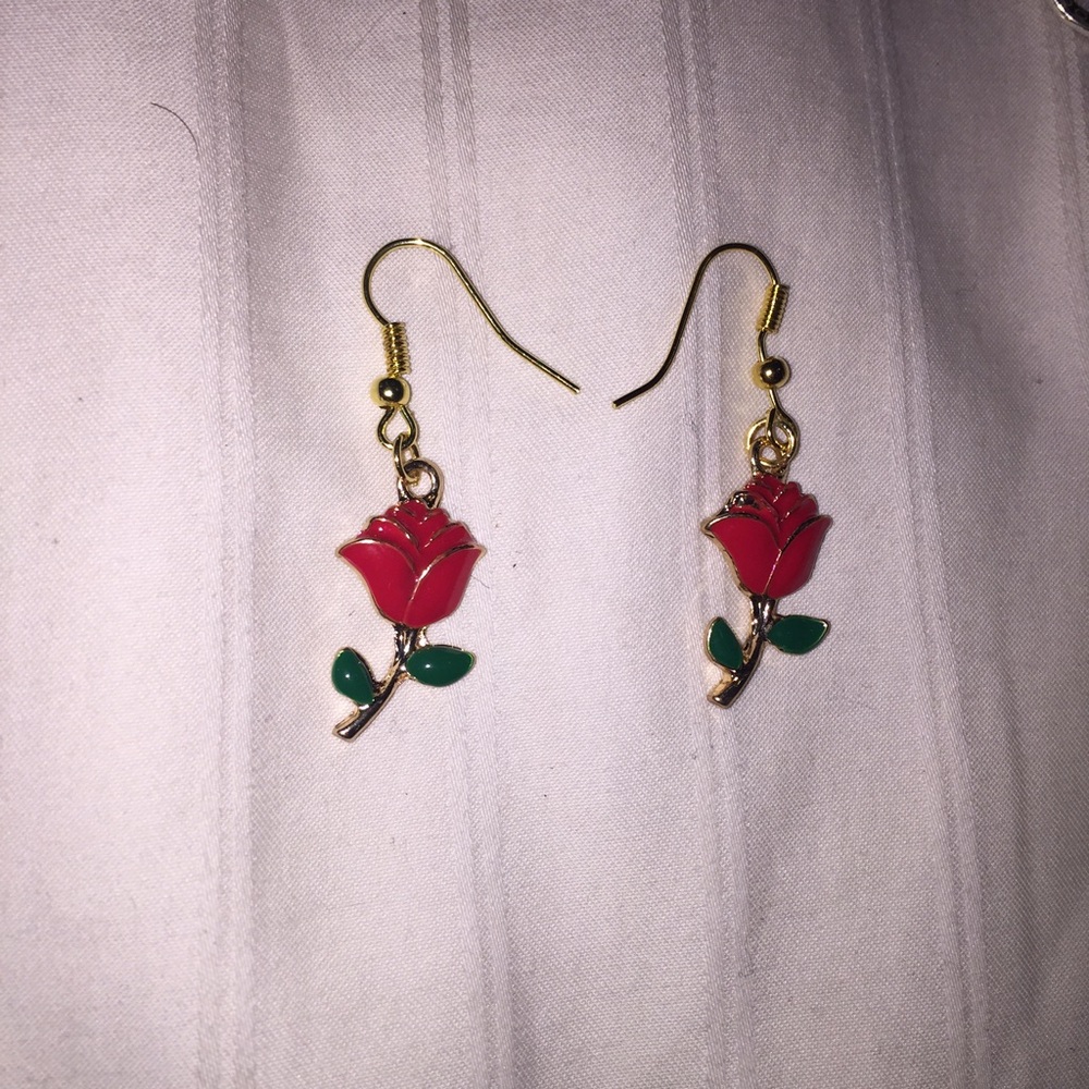 Gold plated rose earrings