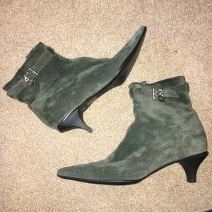 Olive Green Suede PRADA Ankle Boot