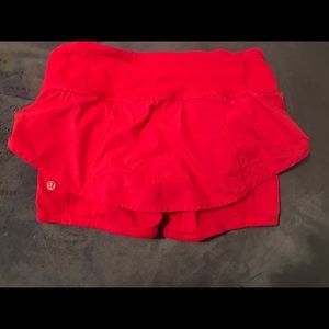 Lulu mini cycling shorts with skirt overlay