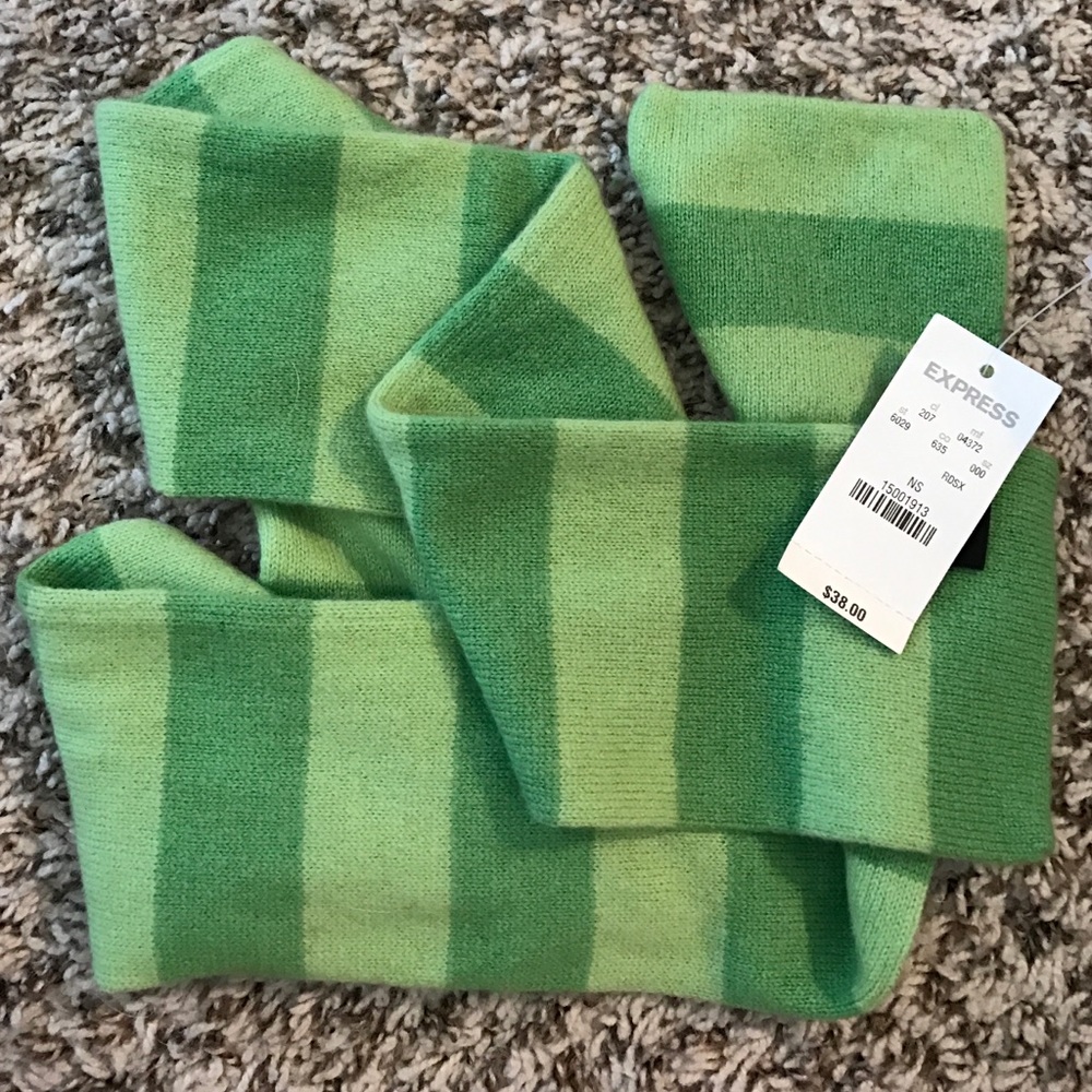 Express Lime Green & Apple Green Striped Scarf
