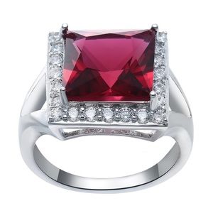 Gorgeous Ruby 925 Sterling Silver Ring SZ 10