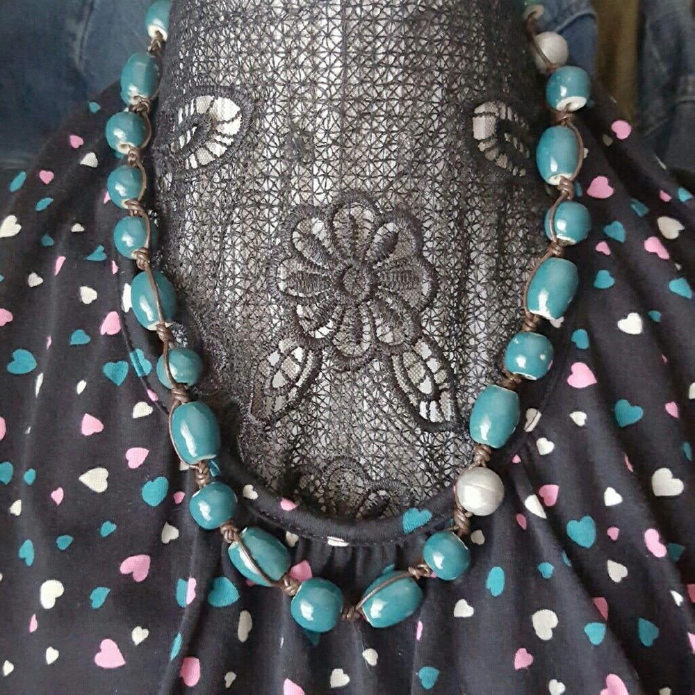 Ceramic and Wood Bead Necklace