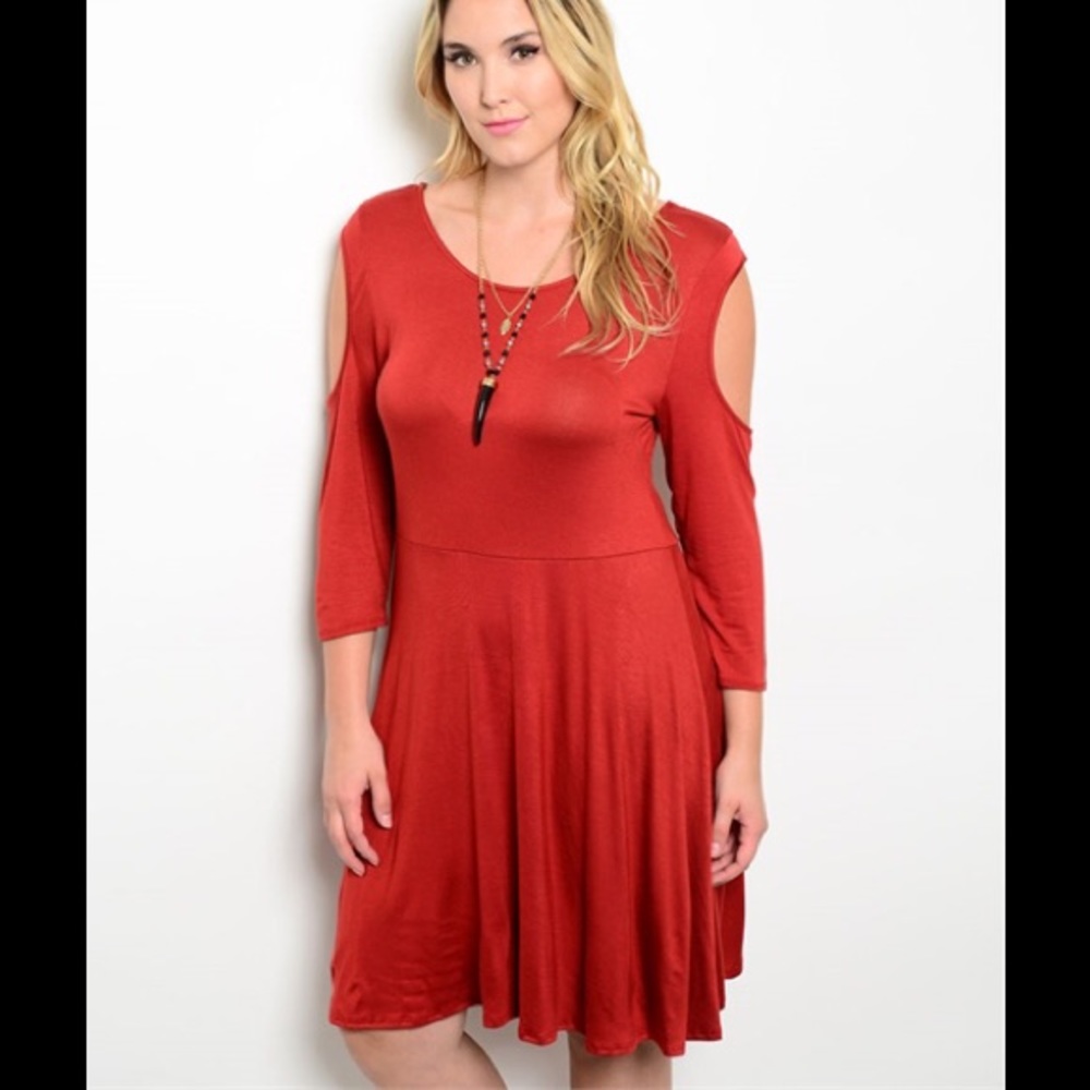 Plus Size 1X, 2X, 3X Flirty Orange Midi Dress