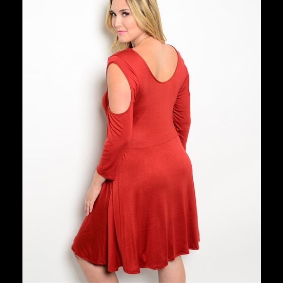 Plus Size 1X, 2X, 3X Flirty Orange Midi Dress - Picture 2 of 2