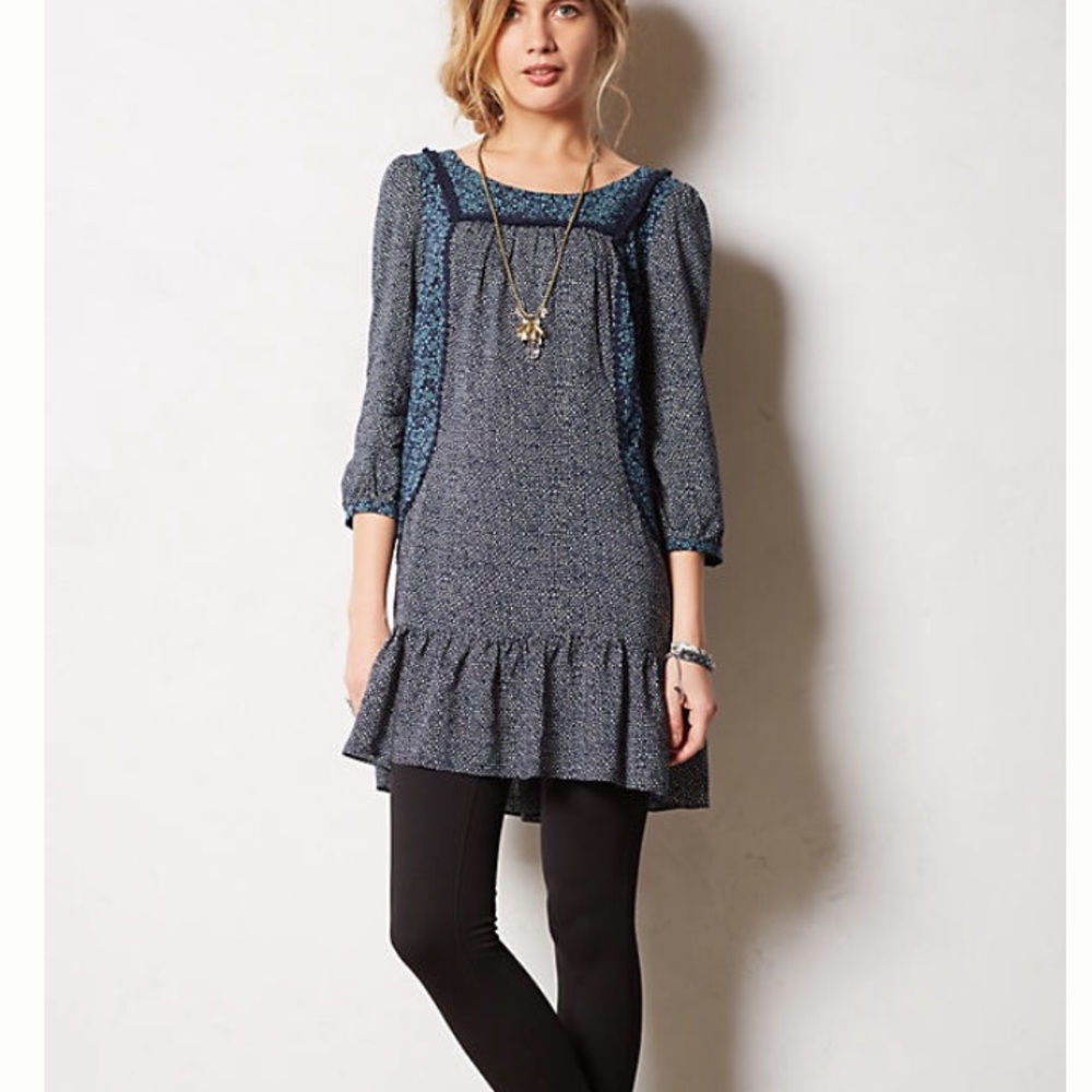 Anthropologie Holding Horses Blue Paix Tunic Dress