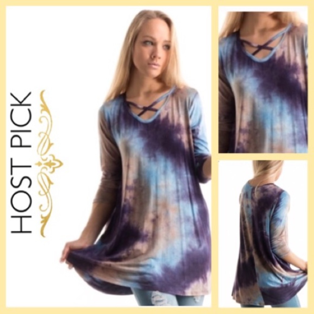 Criss cross tie dye Tunic ⭐️1LEFT ⭐️HP ⭐️