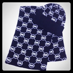 Genuine Michael Kors blk/wht hat and scarf set