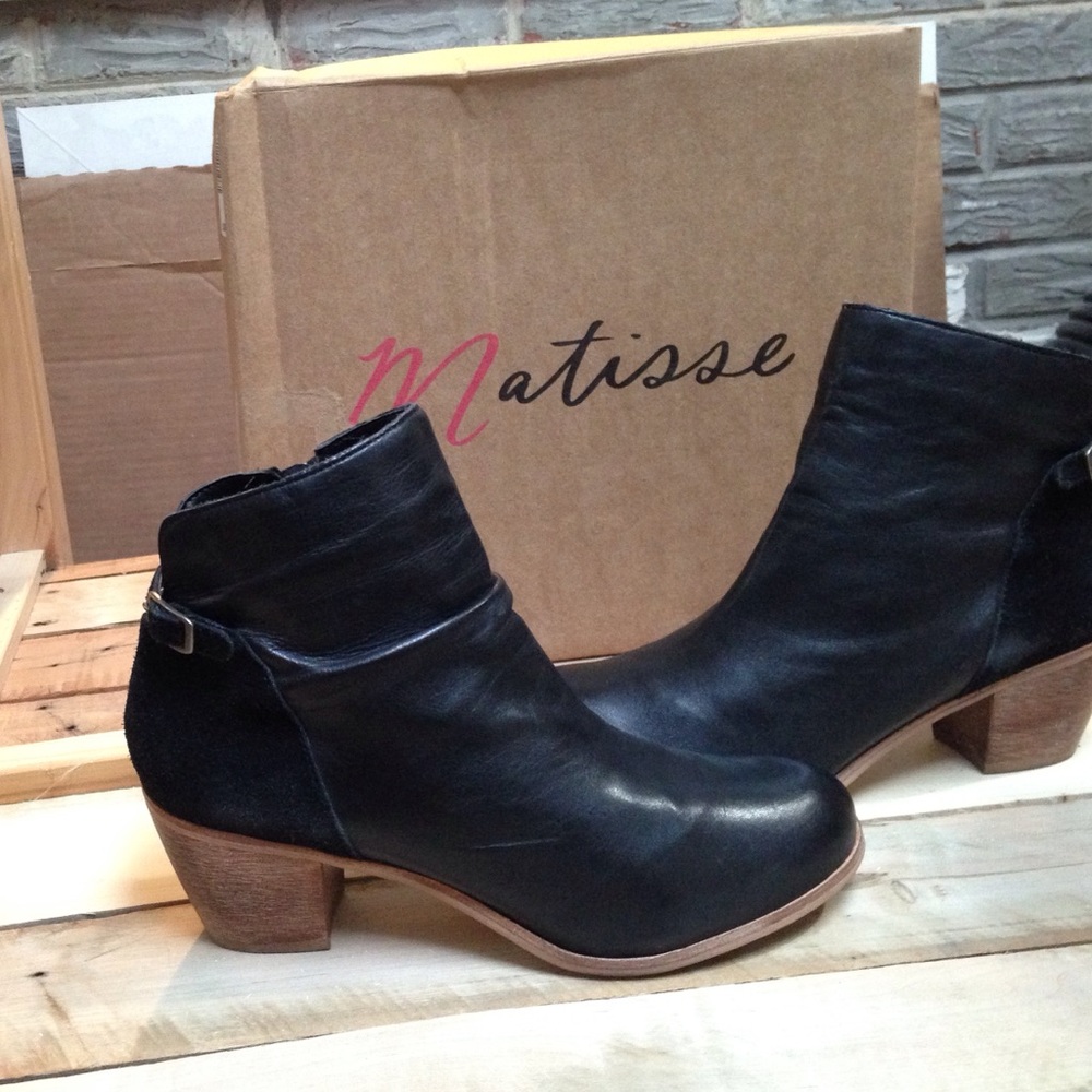 NEW Free People X Matisse leather ankle black boot - Picture 1 of 4
