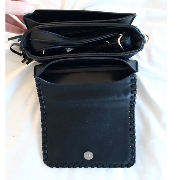Black Whipstitched Vegan Leather Crossbody - Picture 4 of 4