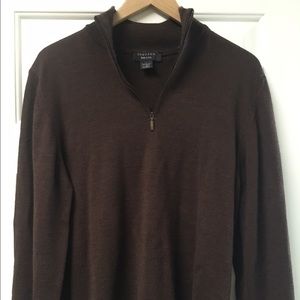 Men's brown half zip sweater