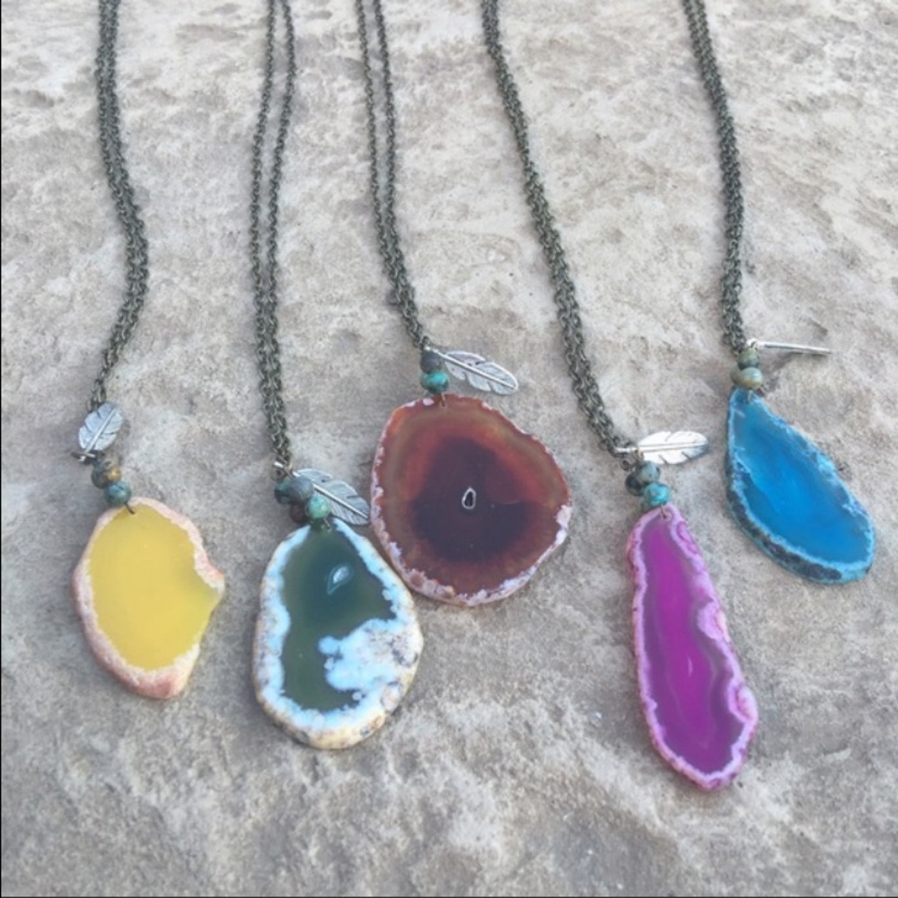 Nwt natural Druzy stone boho necklace - Picture 3 of 3