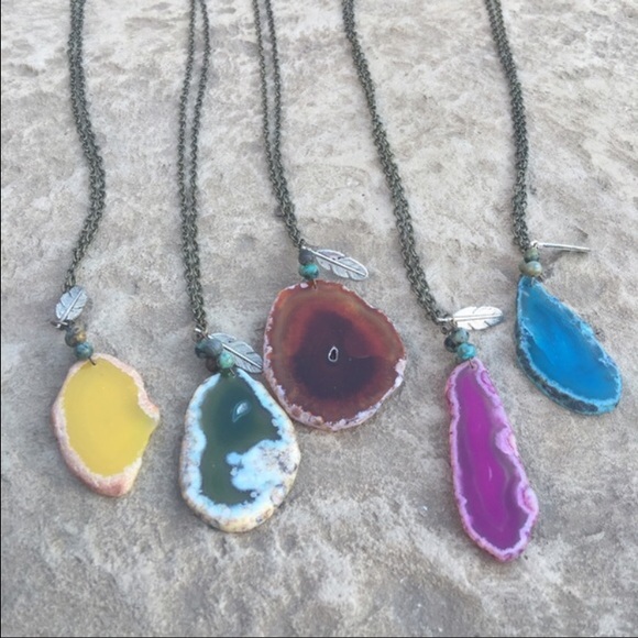 Nwt natural Druzy stone boho necklace - Picture 3 of 3