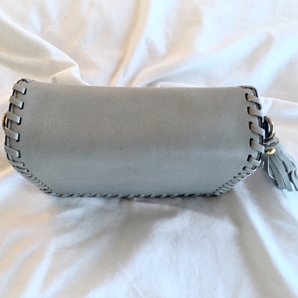 Grey Whipstitched Vegan Leather Crossbody - Picture 2 of 4