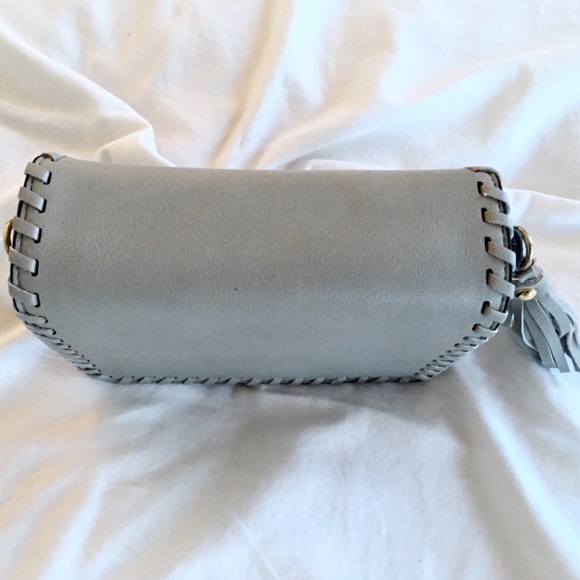 Grey Whipstitched Vegan Leather Crossbody - Picture 2 of 4