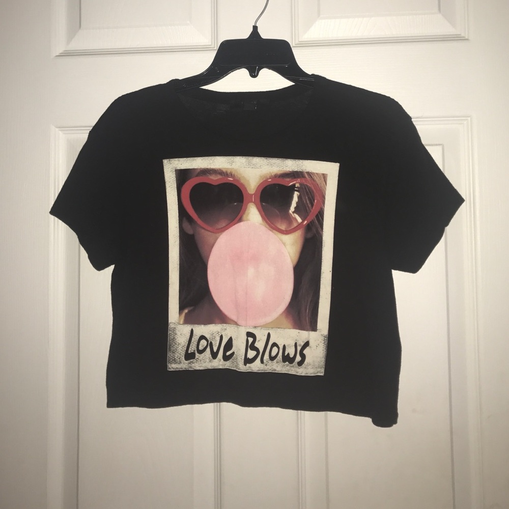 Black graphic cotton crop top