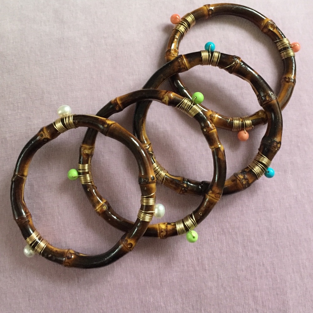 💐New Price!💐 Colorful beaded bamboo bangles