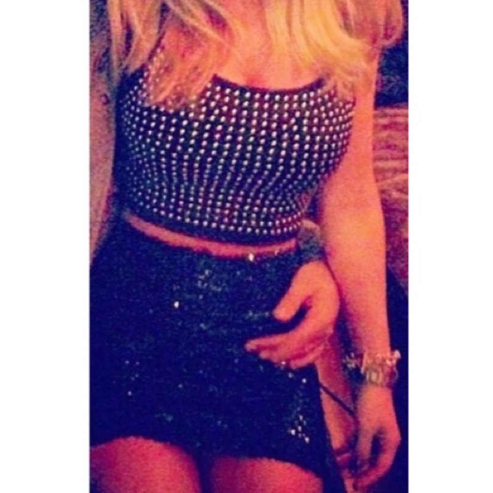 Studded black crop top!
