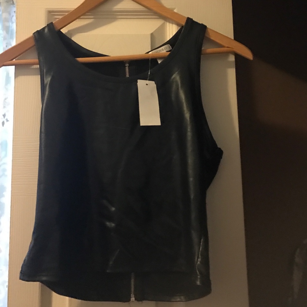 Black Leather Crop Top