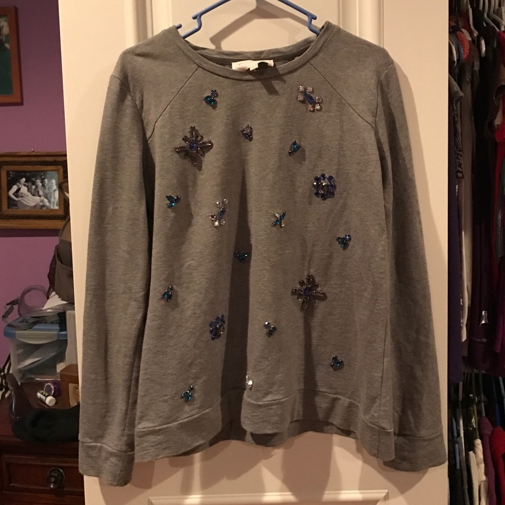 Sweater with embellishment.