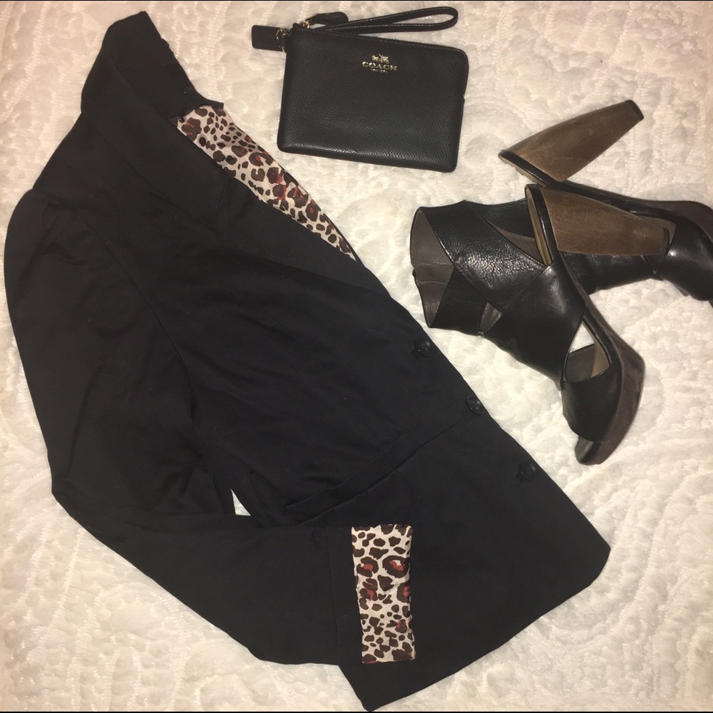 H&M Blazer with Leopard Print Lining