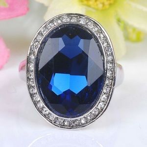 New! Sterling 925 Sapphire Ring Size 7
