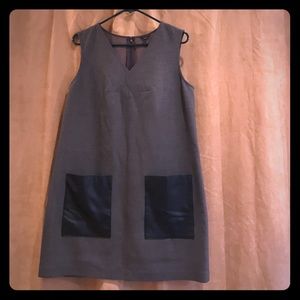 Ann Taylor Gray Dress with Leather Pockets Size L