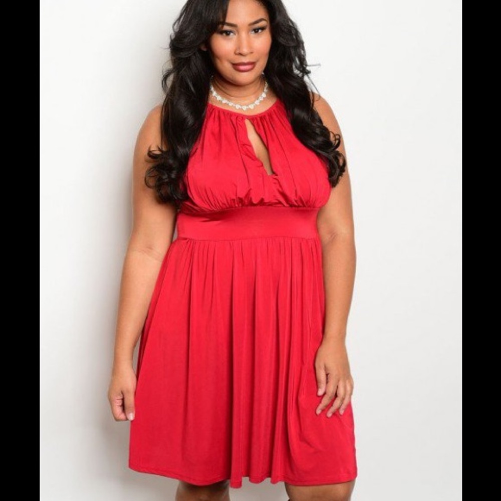 Plus Size 1X, 2X, 3X HOTT Red Midi Dress!