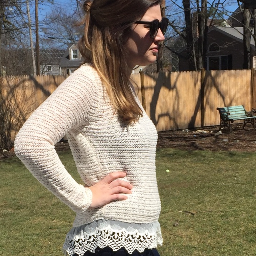Lace Hem Sweater- Medium - Picture 2 of 4