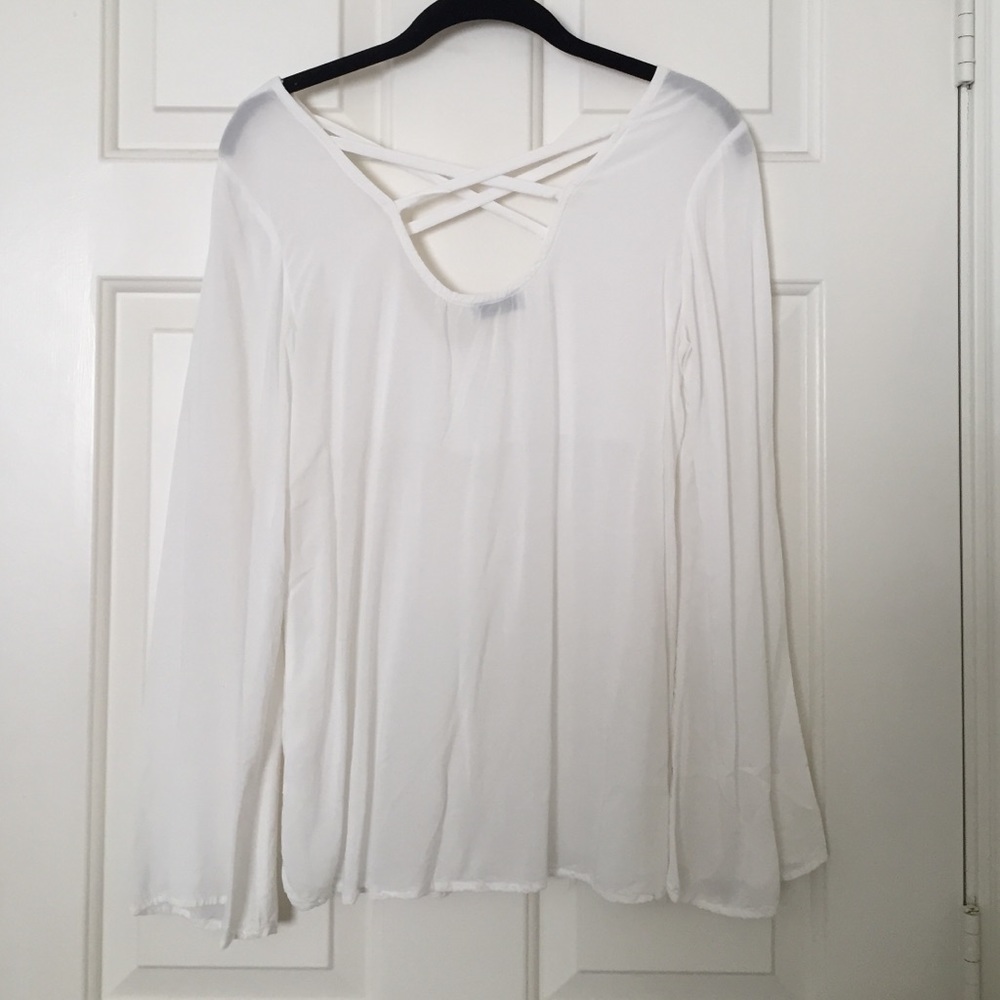 Tobi White Criss Cross Long Sleeve Top - Picture 2 of 2