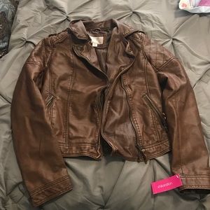 Brown leather jacket