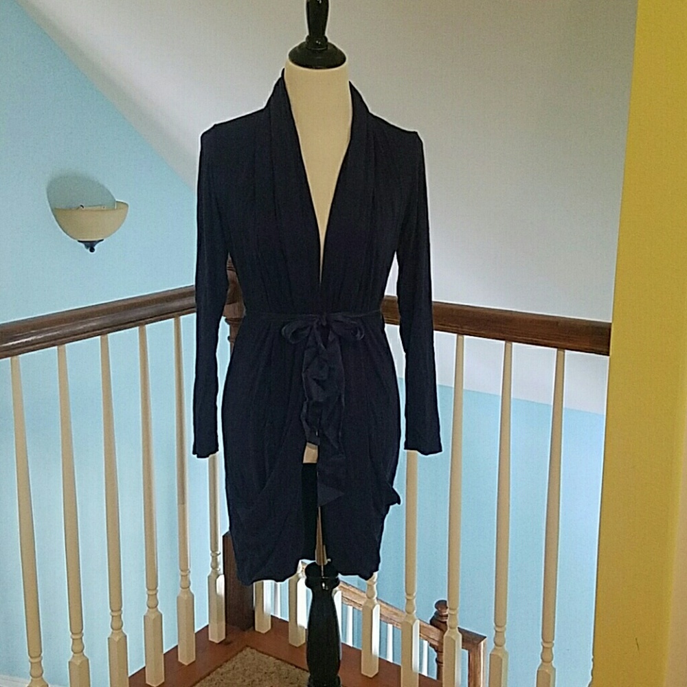Fleur't Navy Short Robe with pockets