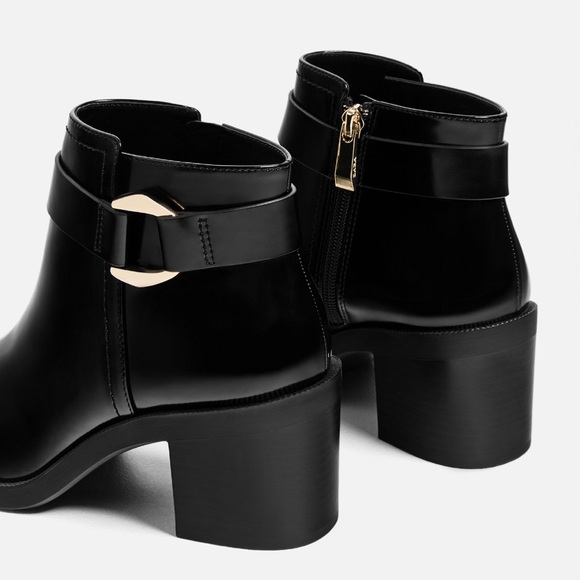 Zara Shoes Zara 27 Heeled Booties With Metallic Detail Poshmark