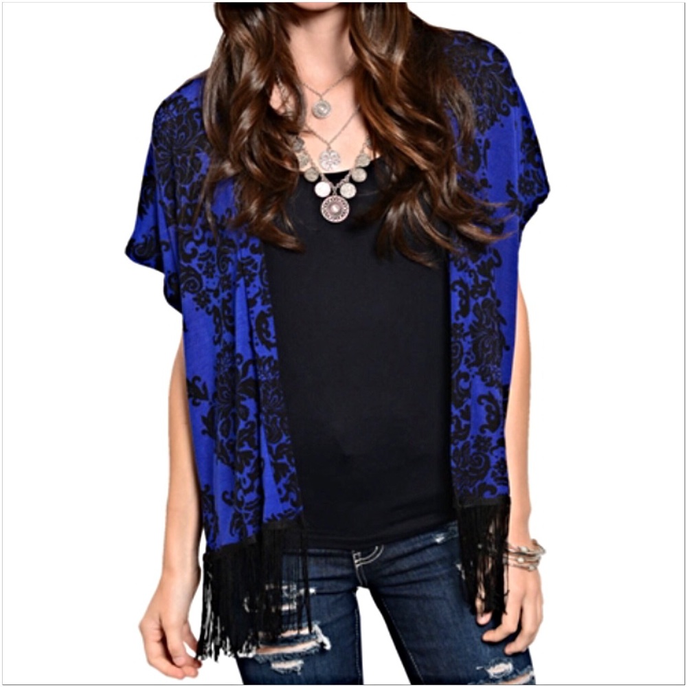 🔥SIZZLE SALE🔥Fringe Short Sleeve Cardi S - Picture 3 of 3