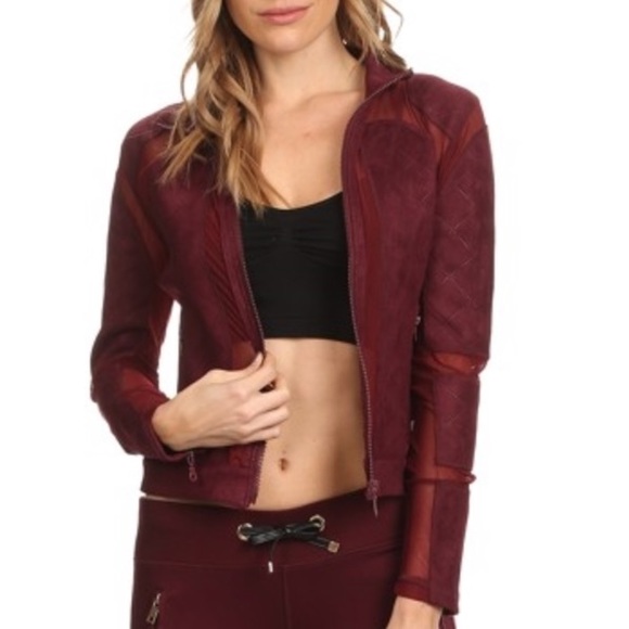 LAST 2 // Burgundy Mesh Suede Moto Jacket - Picture 4 of 4