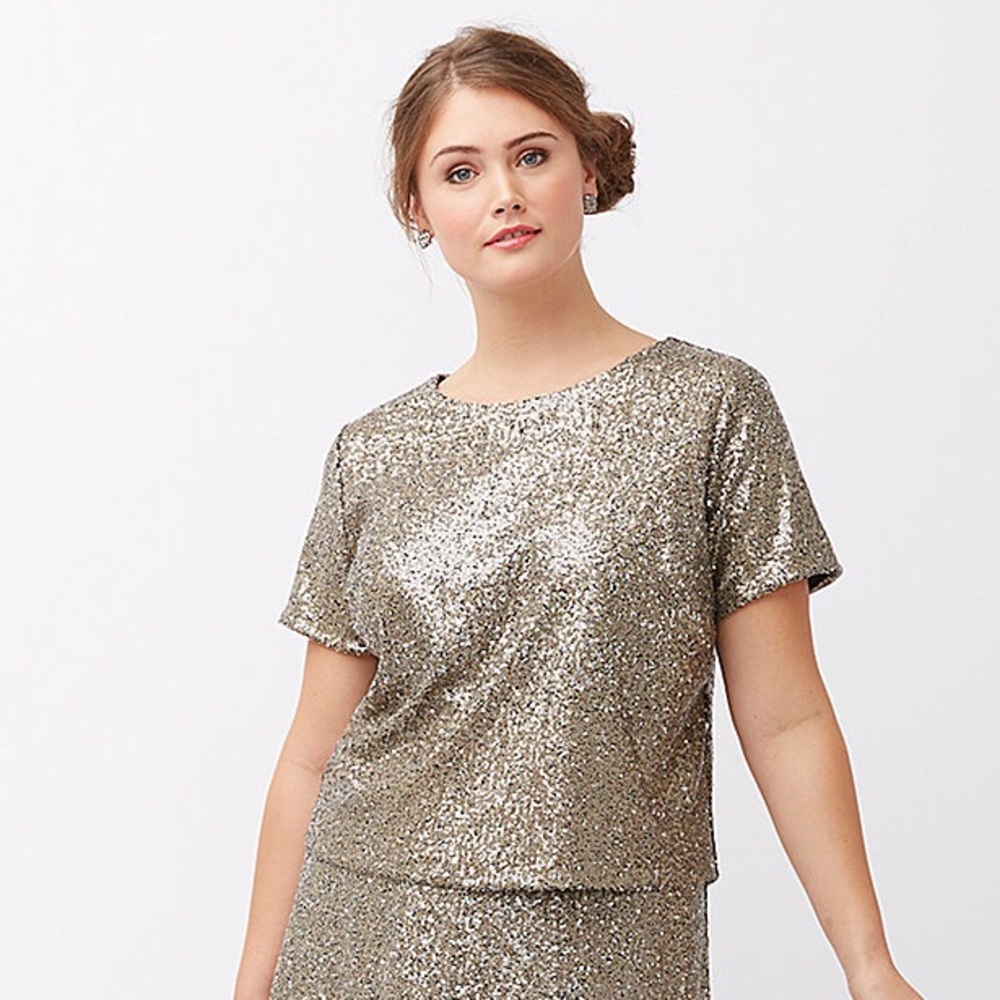 🎉HP🎉 Short Sleeve Sequin Crop Top (Lined)