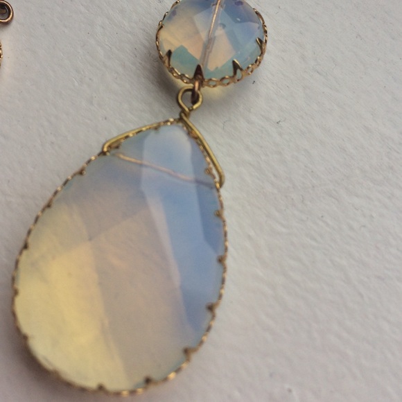 Iridescent Clear Holographic Gold Drop Earrings - Picture 3 of 3