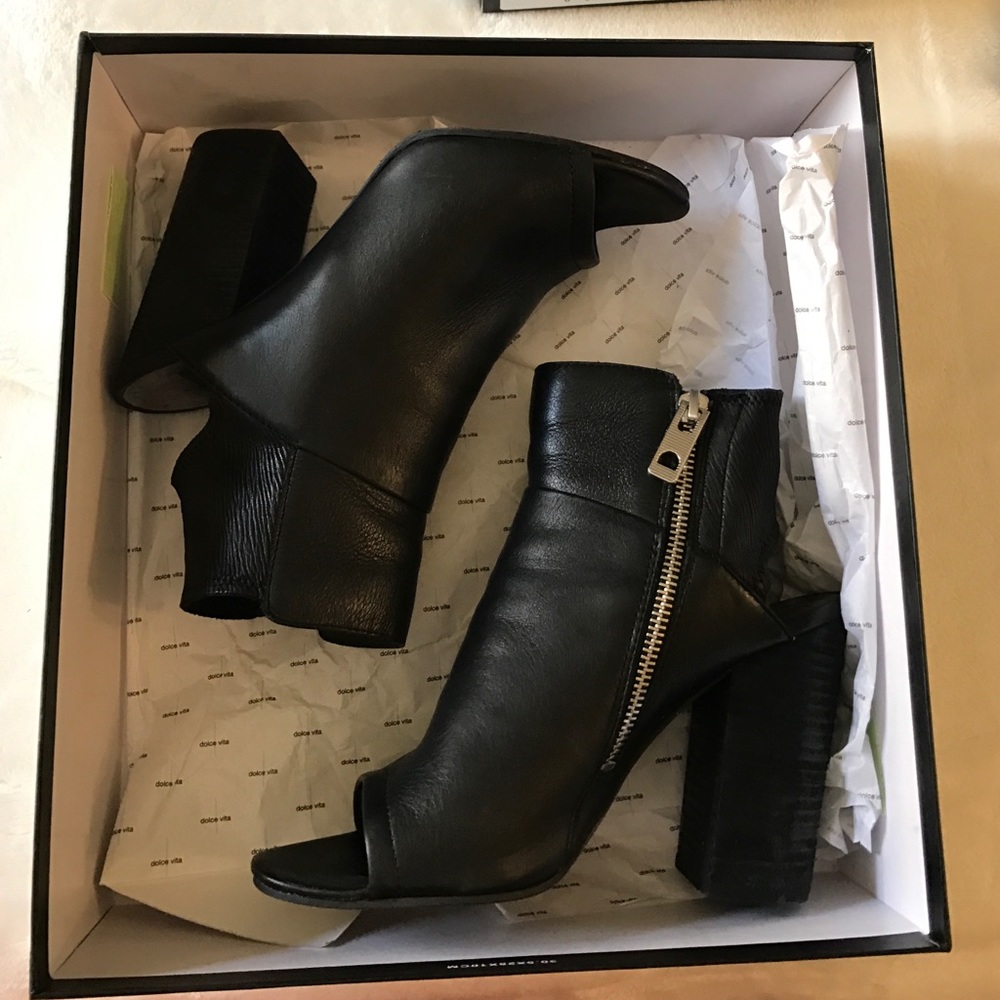 Black open toe booties