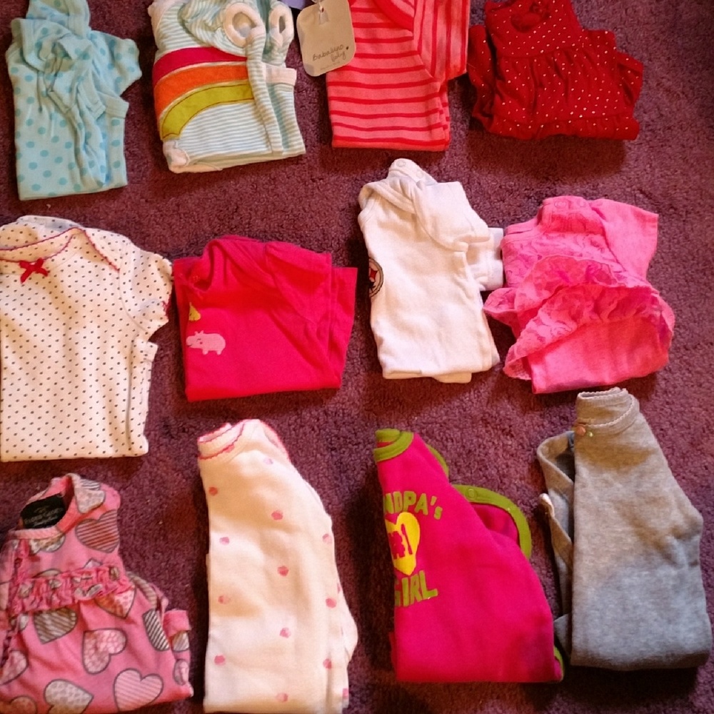 3-6 month girl's top onesies lot